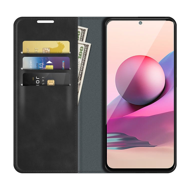 Black leather-style wallet phone case open to show card slots