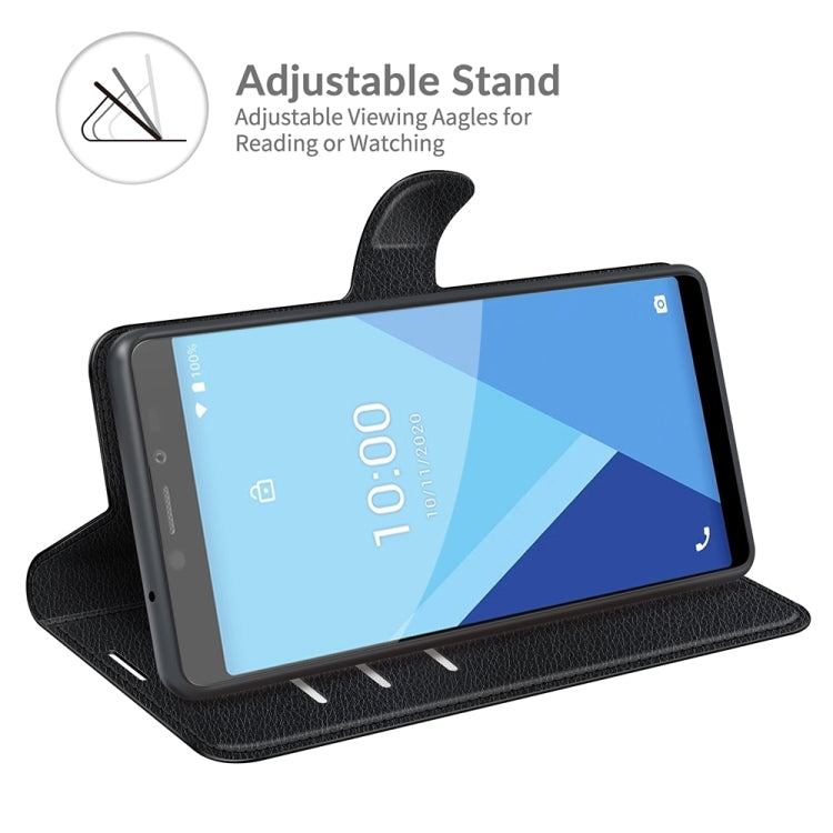 For Wiko Y51 litchi textured flip wallet case with adjustable stand view