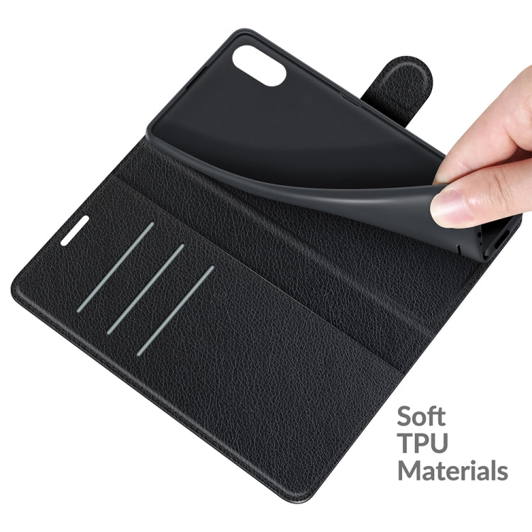For Wiko Y51 litchi textured flip wallet case with soft TPU material