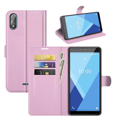 Lilac litchi-texture flip phone case with card slots and stand holder