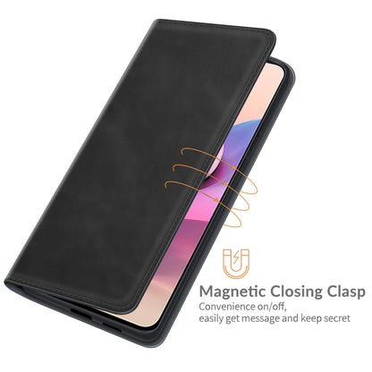 Black magnetic leather wallet phone case with magnetic closing clasp and card slots