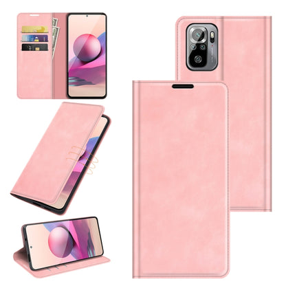 Pink leather wallet phone case with card slots and magnetic front cover