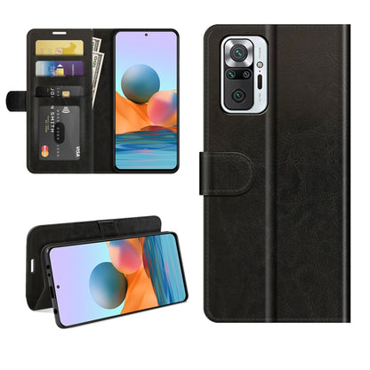 Flip wallet case for Redmi Note 10 Pro, black with card slots and photo window
