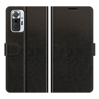 Flip wallet case for Redmi Note 10 Pro, black with camera cutout and fold-over cover
