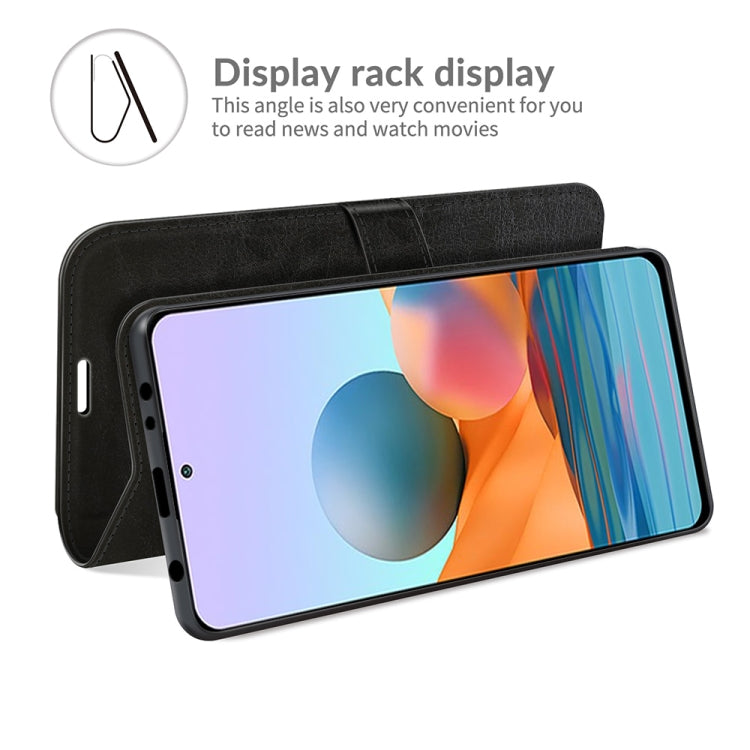Flip wallet case for Redmi Note 10 Pro, black with viewing stand fold and side cutouts