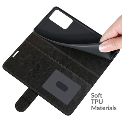 Flip wallet case for Redmi Note 10 Pro, black with soft TPU back protector