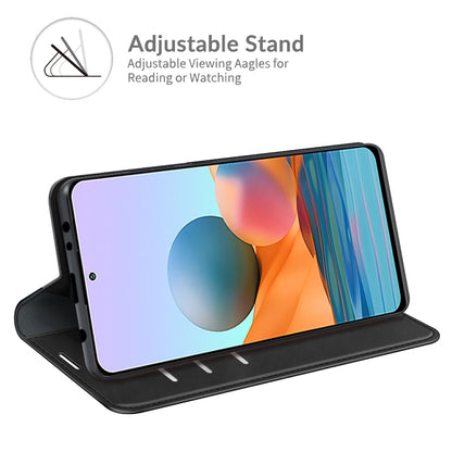 Magnetic leather wallet phone case with adjustable stand, black