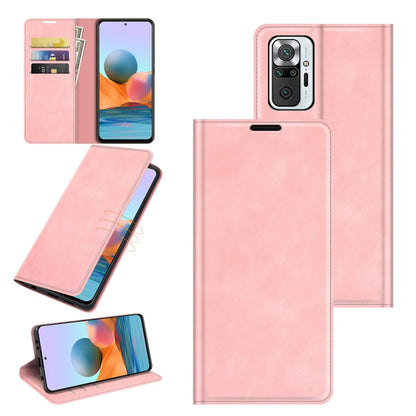 Magnetic leather wallet phone case with card slots and stand, pink