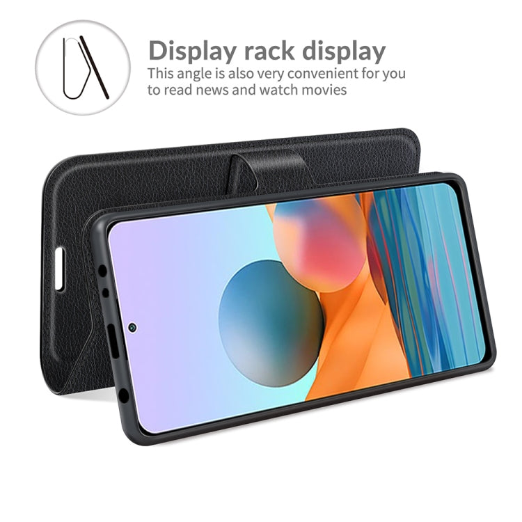 Black flip wallet phone case with side card slots and viewing stand