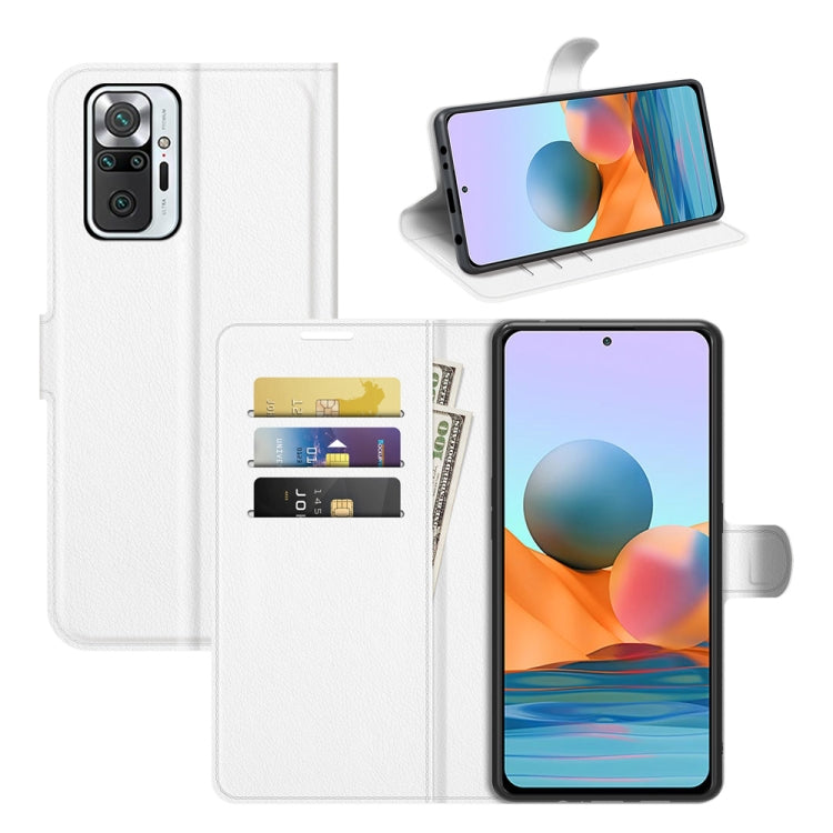 White litchi-texture flip wallet case with card slots and phone holder