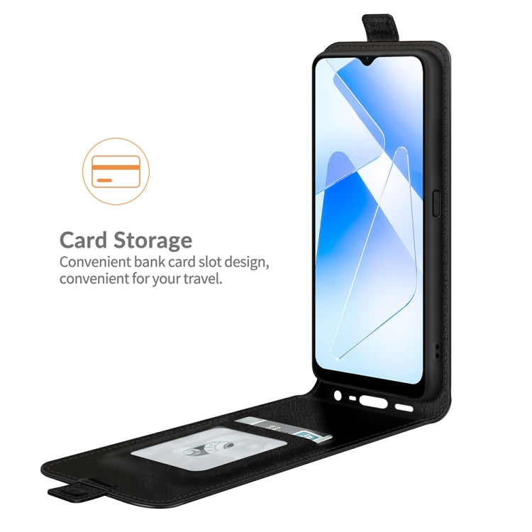 Black vertical flip leather phone case for OPPO A55 5G with card slots and open display