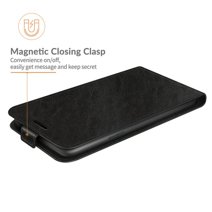 Black vertical flip leather phone case for OPPO A55 5G with magnetic closure clasp