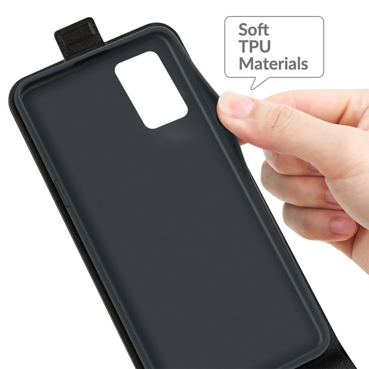 Black leather-style phone case for OPPO A55 5G with TPU back cover shown