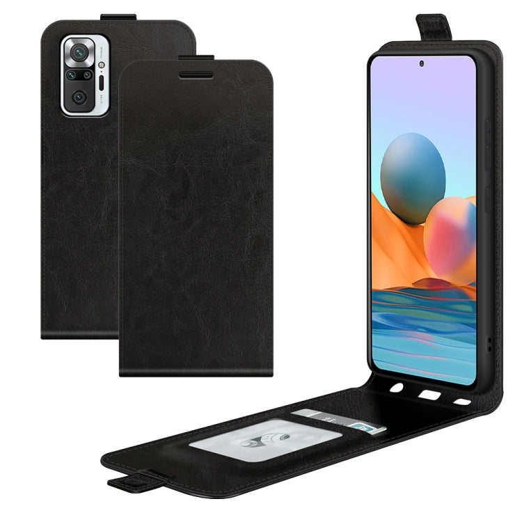 Black flip leather phone case with card slot and photo window, for Redmi Note 10 Pro