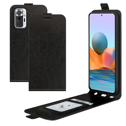 Black flip leather phone case with card slot and photo window, for Redmi Note 10 Pro