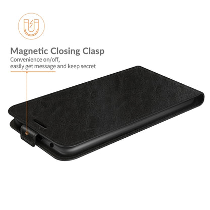 Black folio flip leather phone case with magnetic clasp and slim side button cover