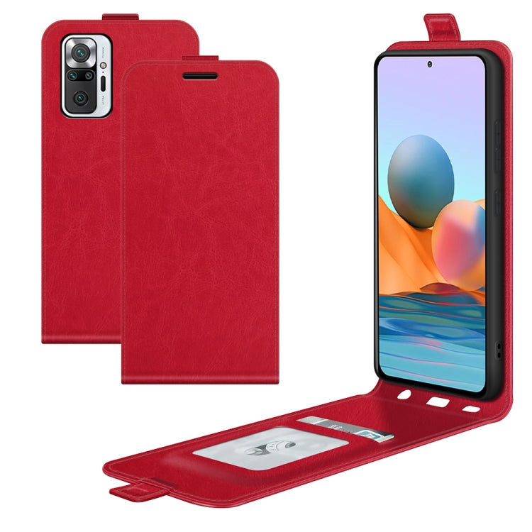 Red flip leather phone case with card slot and photo frame opening