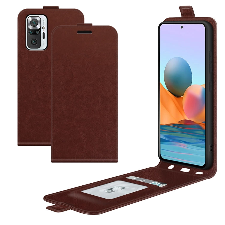Brown flip leather phone case with card slot and photo frame opening