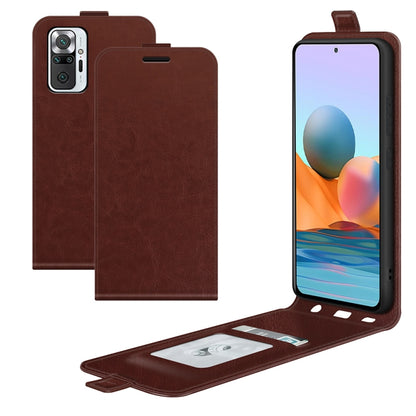 Brown flip leather phone case with card slot and photo frame opening