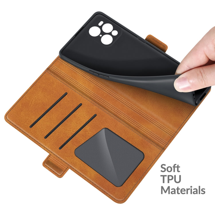 Brown leather wallet phone case interior with card slots and soft TPU phone insert
