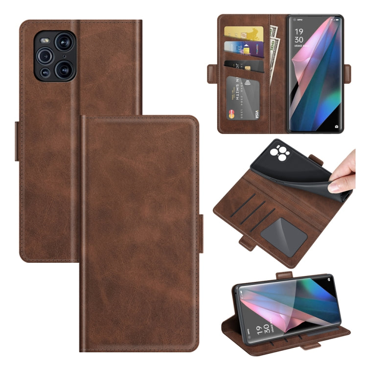 Brown leather wallet phone case set with phone shown, flip cover, and card slot wallet