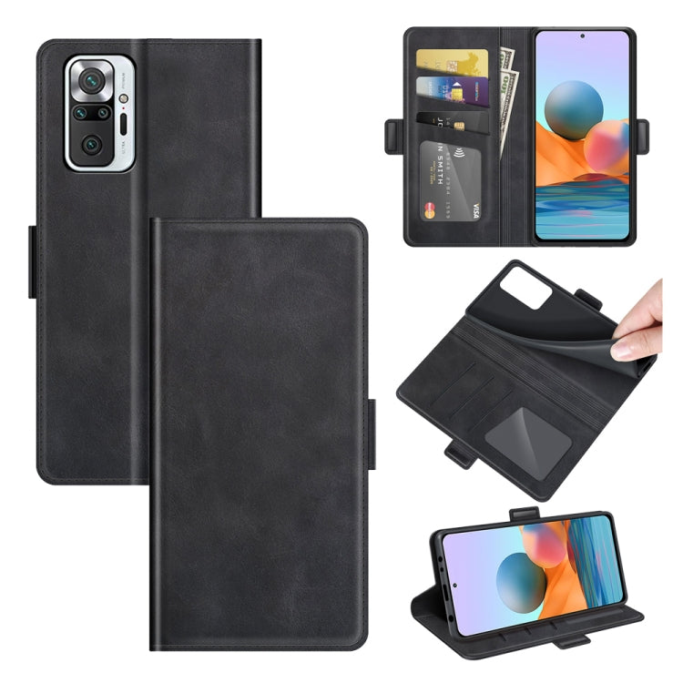 Black dual-side magnetic flip leather phone wallet case with card holder and slots