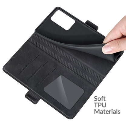 Black leather phone wallet case interior with card slots and flexible TPU panel