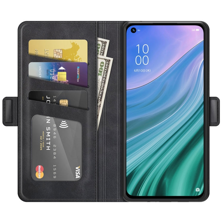 Black leather-style wallet flip case with multiple card slots and phone screen opening