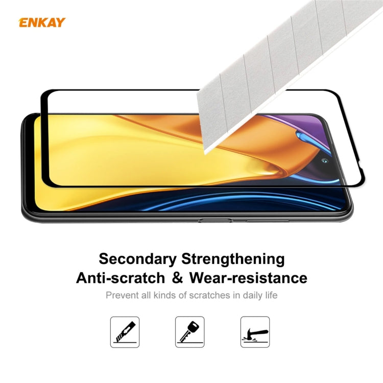 ENKAY 9H tempered glass screen protector with full adhesive coverage on smartphone