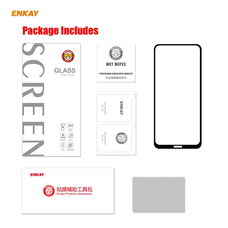 Screen protector package includes tempered glass, cleaning wipes, and accessories