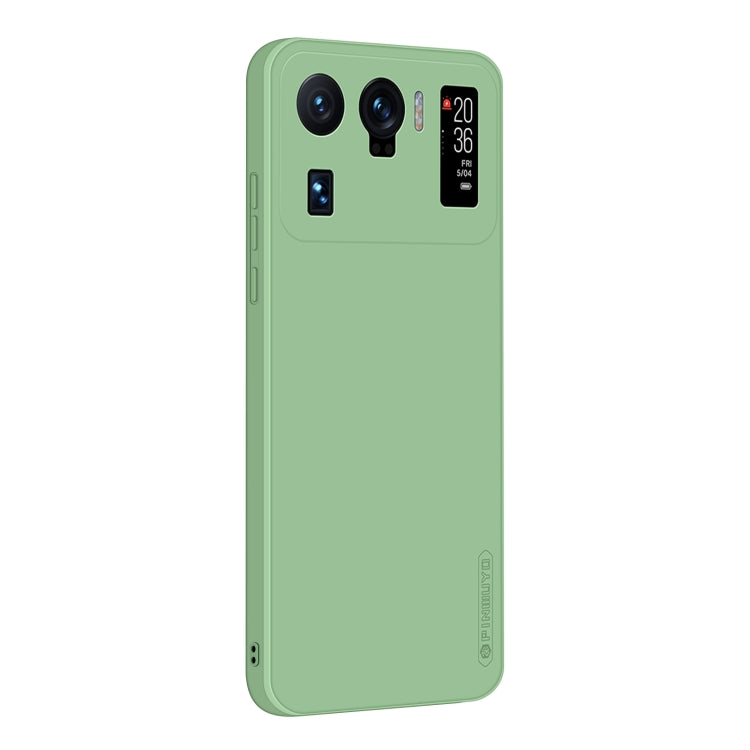 Green phone case with camera cutouts and raised edges for shock protection