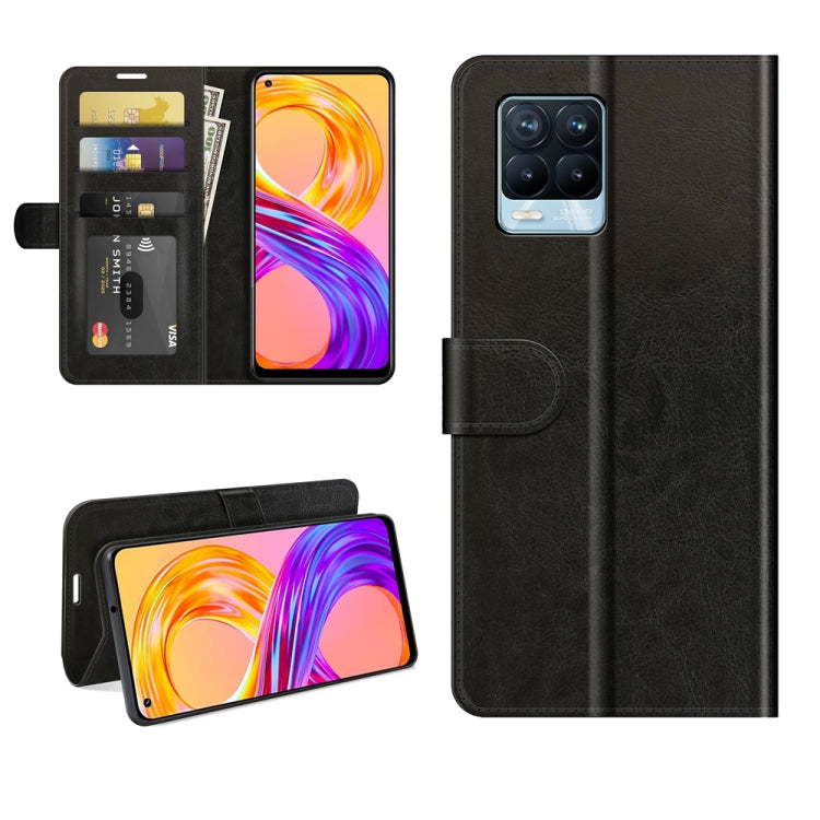Flip wallet case for Realme 8 in black, with card slots and flip cover protection.
