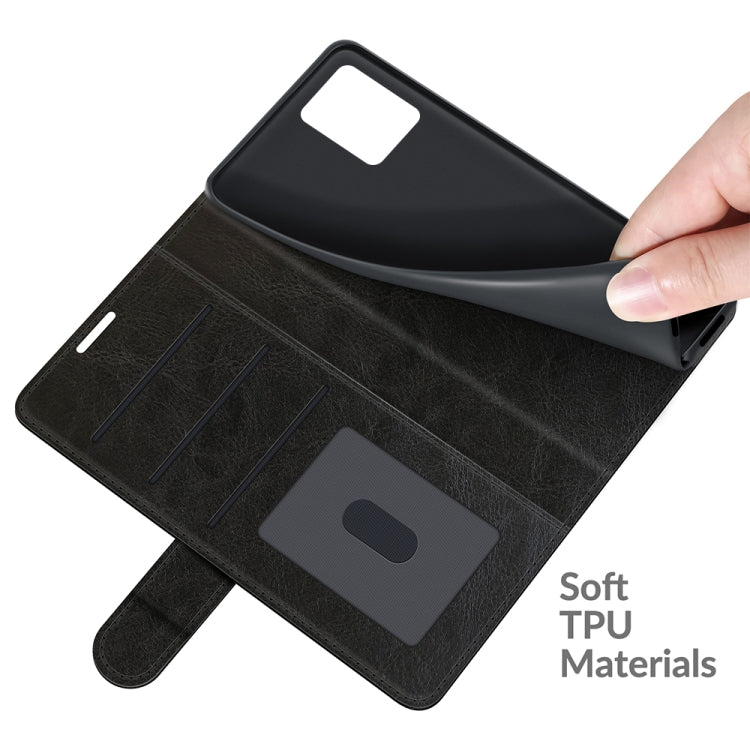 Black flip wallet case for Realme 8 with soft TPU material back and cutout access.