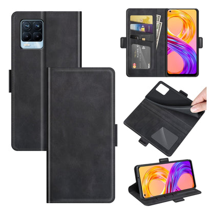 Magnetic flip leather phone case with wallet and card slots, black finish