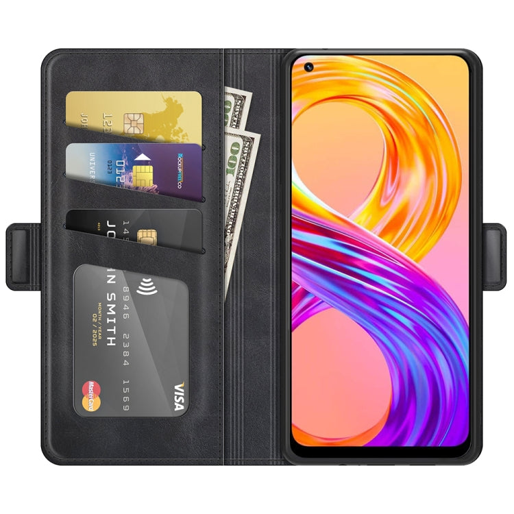 Magnetic flip leather phone case with card slots and window pocket, black
