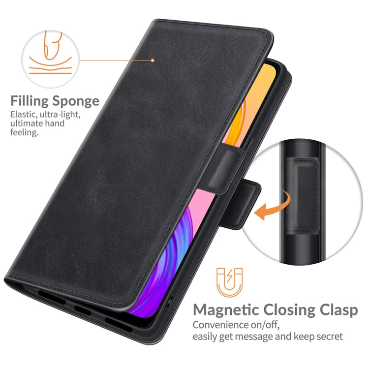 Magnetic flip leather phone case with card slots and magnetic clasp, black