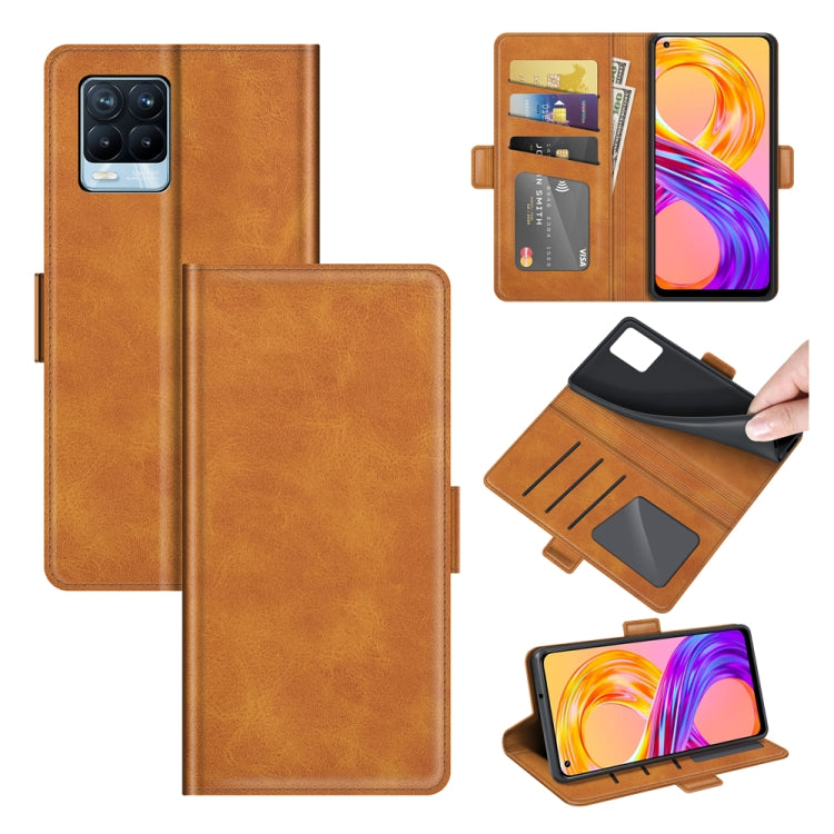 Magnetic flip leather phone case with wallet and card slots, brown finish