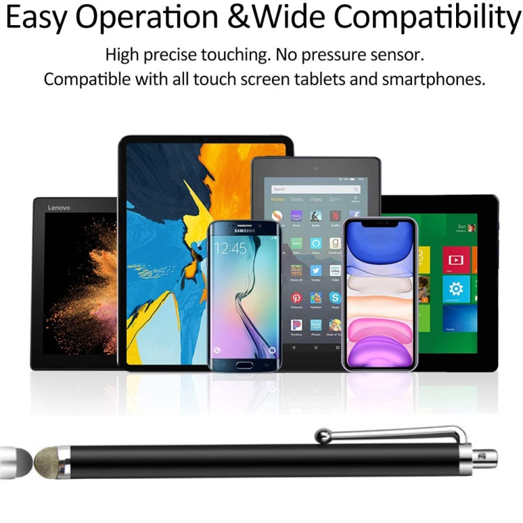 Black capacitive stylus pen with fine metal tip for touch tablets and phones