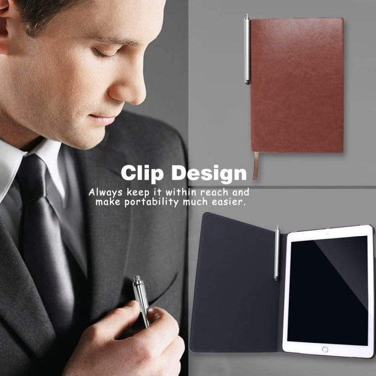Silver capacitive stylus pen with clip, pocket-ready for touch tablets