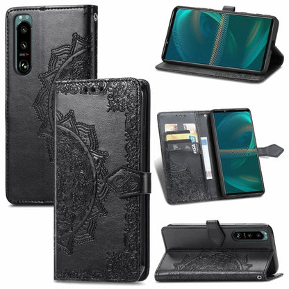 Mandala Flower Embossed Horizontal Flip Leather Case with Bracket / Card Slot / Wallet / Lanyard, For Sony Xperia 5 III, For Galaxy A32 4G, For OPPO F19