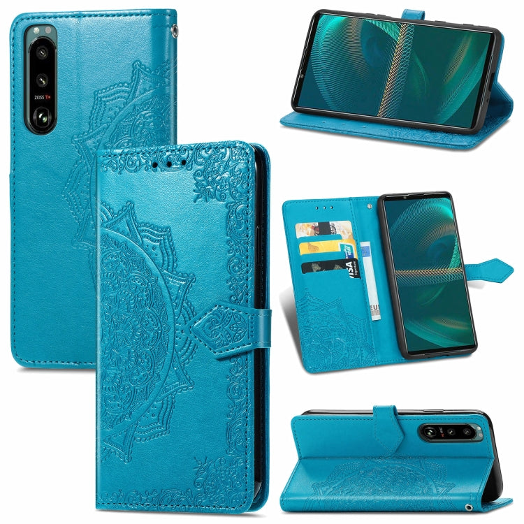 Mandala Flower Embossed Horizontal Flip Leather Case with Bracket / Card Slot / Wallet / Lanyard, For Sony Xperia 5 III, For Galaxy A32 4G, For OPPO F19