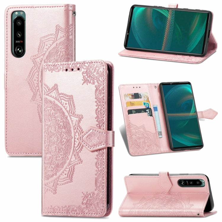 Mandala Flower Embossed Horizontal Flip Leather Case with Bracket / Card Slot / Wallet / Lanyard, For Sony Xperia 5 III, For Galaxy A32 4G, For OPPO F19