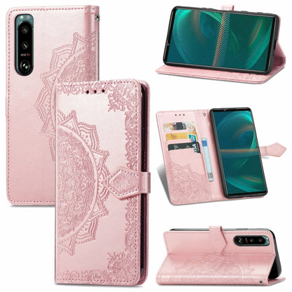 Mandala Flower Embossed Horizontal Flip Leather Case with Bracket / Card Slot / Wallet / Lanyard, For Sony Xperia 5 III, For Galaxy A32 4G, For OPPO F19