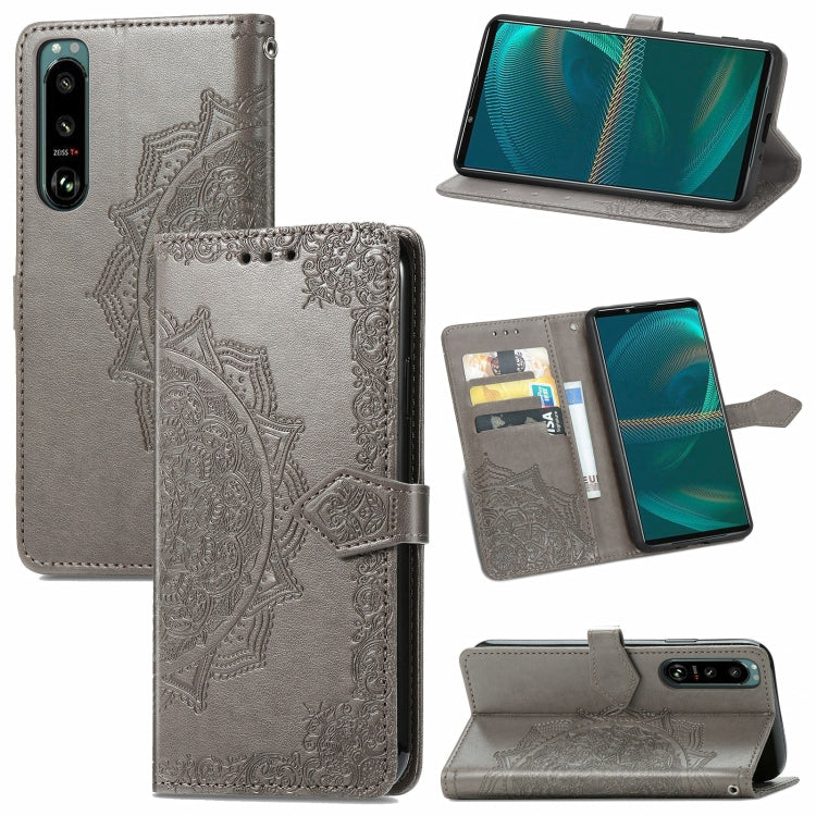 Mandala Flower Embossed Horizontal Flip Leather Case with Bracket / Card Slot / Wallet / Lanyard, For Sony Xperia 5 III, For Galaxy A32 4G, For OPPO F19