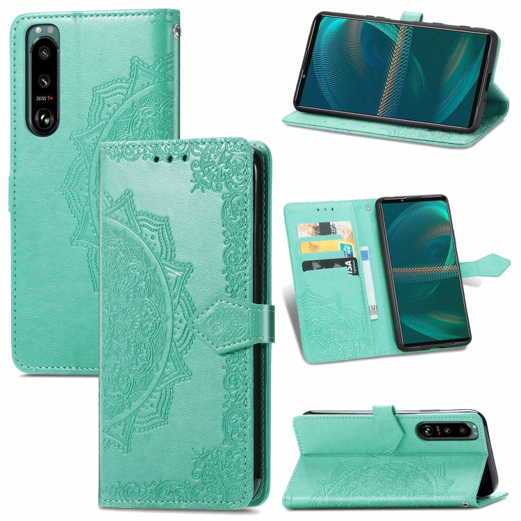 Mandala Flower Embossed Horizontal Flip Leather Case with Bracket / Card Slot / Wallet / Lanyard, For Sony Xperia 5 III, For Galaxy A32 4G, For OPPO F19