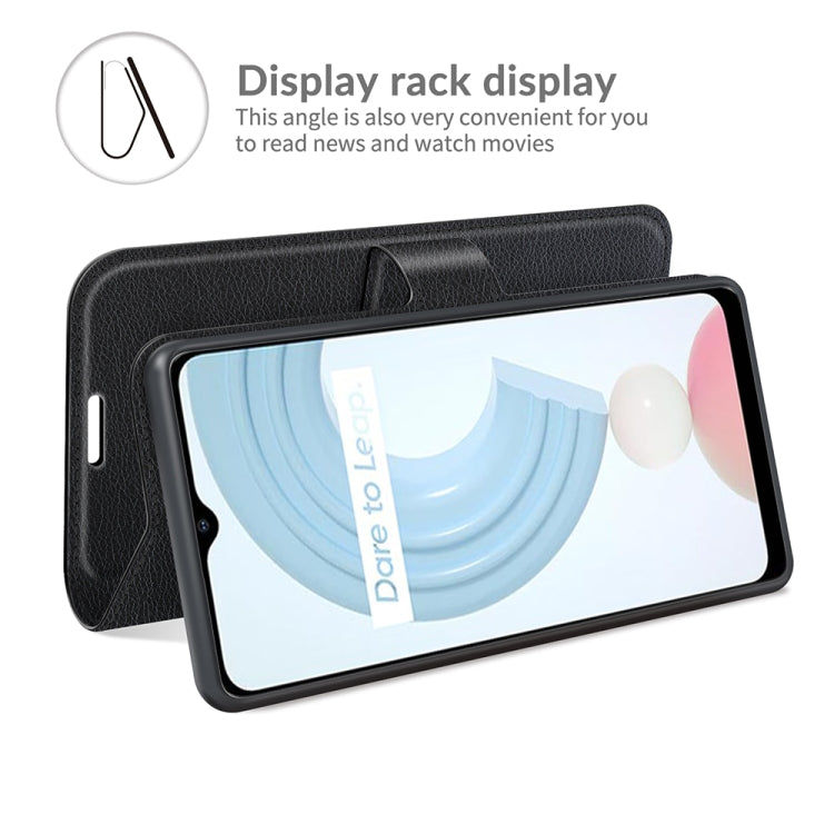 Black flip wallet phone case with kickstand and card slots