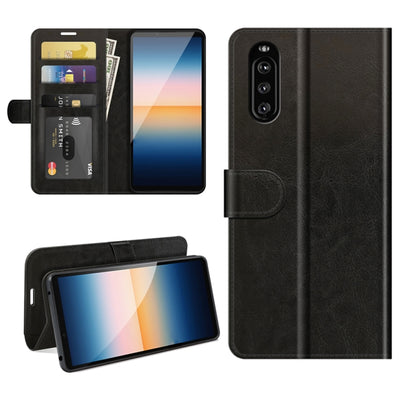 Textured flip protective phone case with card slots and stand, black.