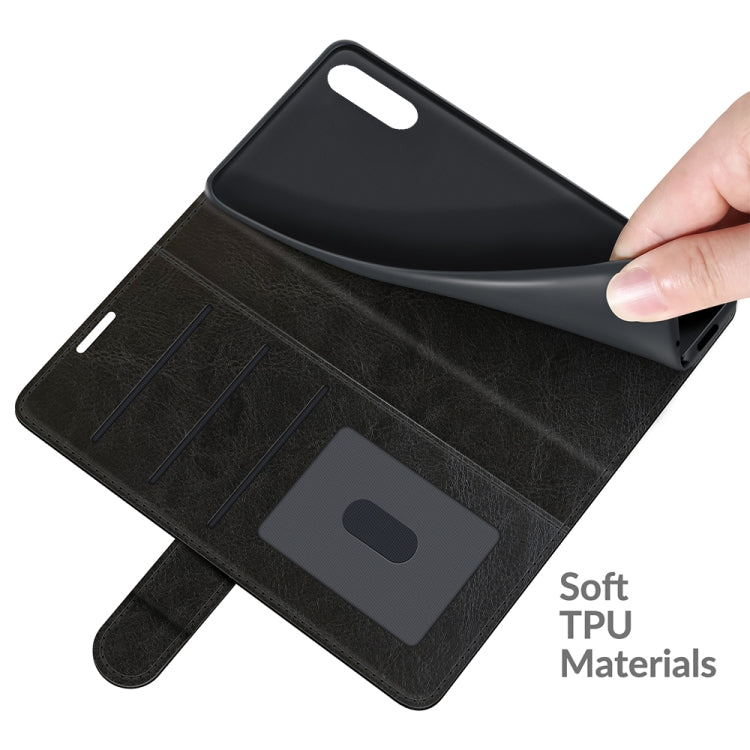 Black flip phone case with soft TPU inner layer and smooth hand-lift edge.