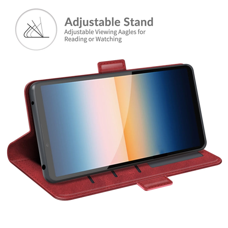 Red leather flip case for Sony Xperia 10 III with adjustable stand for viewing