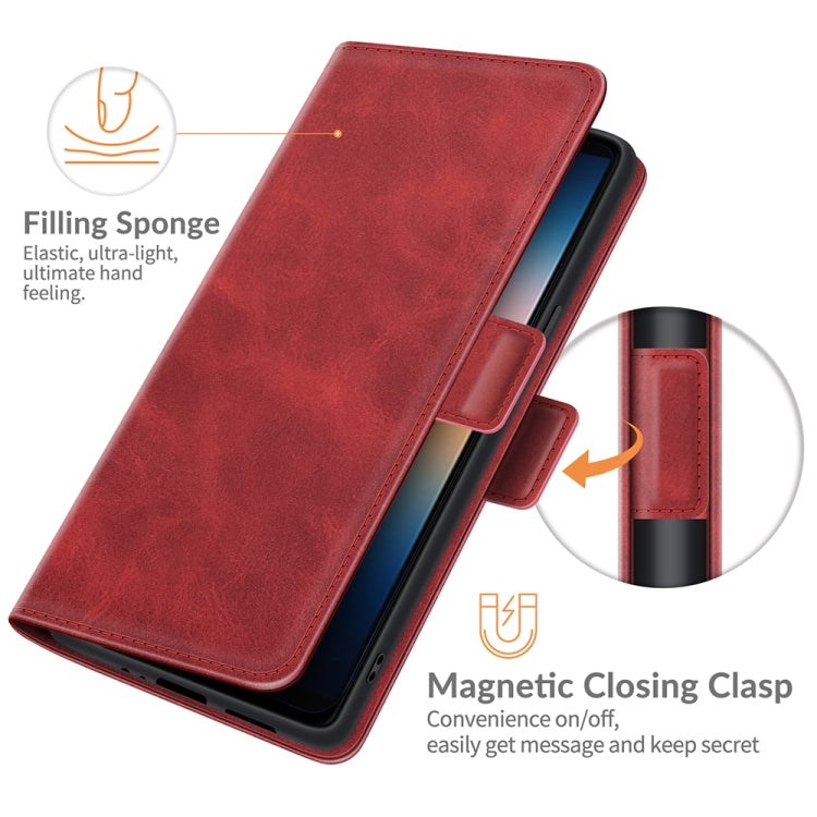 Red leather flip case for Sony Xperia 10 III with magnetic closing clasp